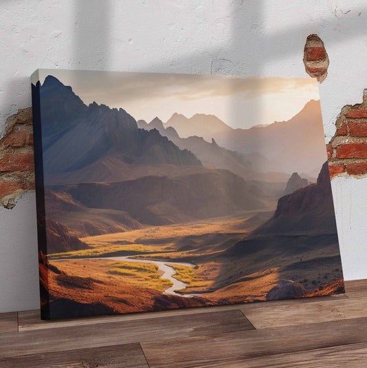 Mountain with River Landscape Pre-Printed Canvas