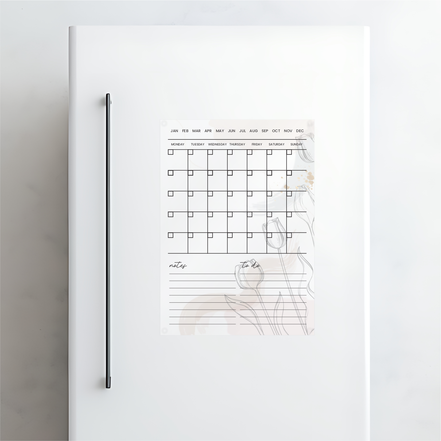 Soft Flowers Monthly Acrylic Planner