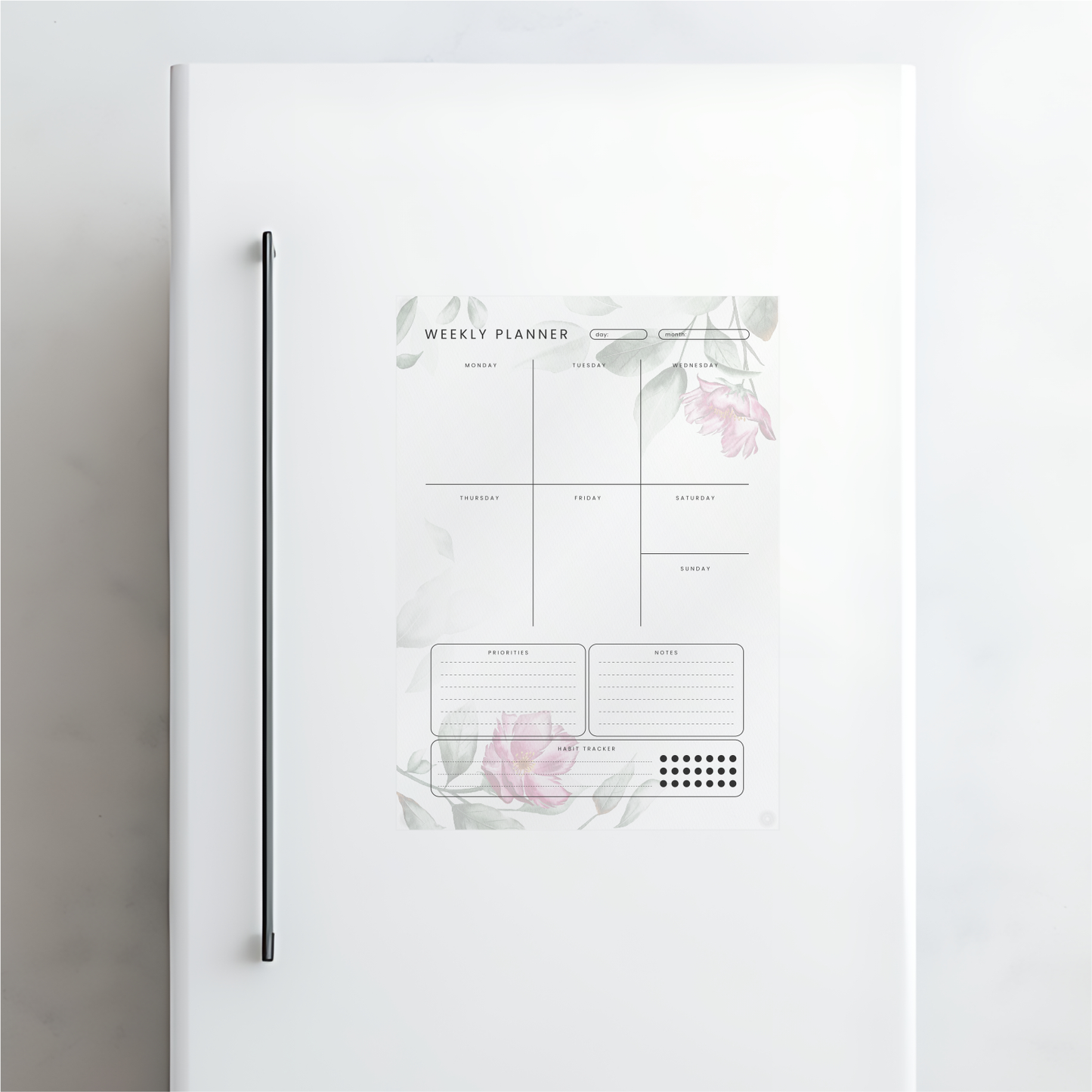 Pink Roses Weekly Acrylic Planner