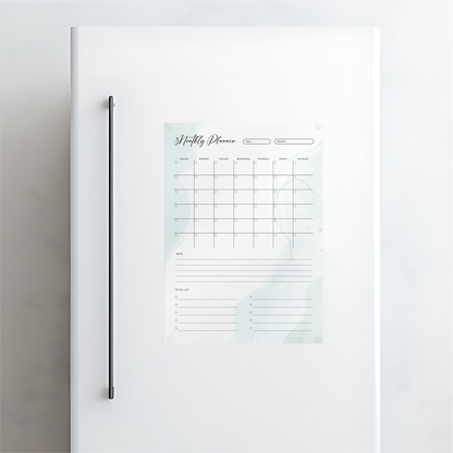 Green Watercolour Monthly Acrylic Planner