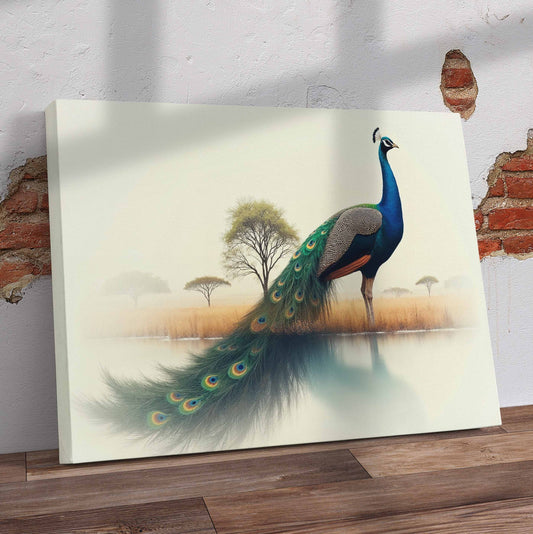 Peacock Art Pre-Printed Canvas