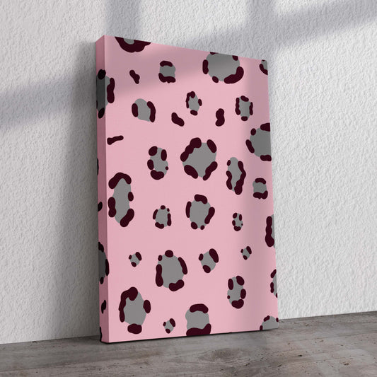 Pink and Grey Leopard Print Pre-Printed Canvas