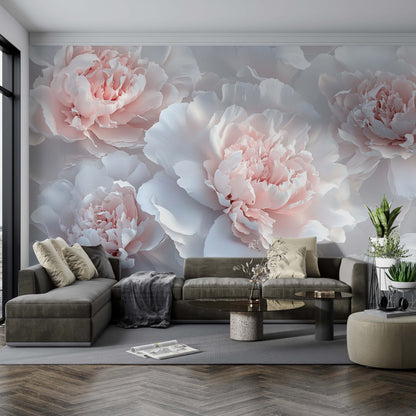 Pink and White Peonies Wallpaper