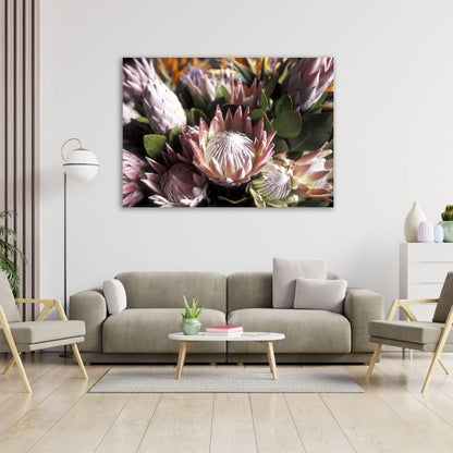 Protea Closeup Pre-Printed Canvas