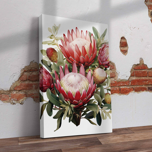 Protea Flower Drawing Pre-Printed Canvas