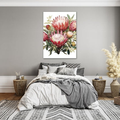 Protea Flower Drawing Pre-Printed Canvas
