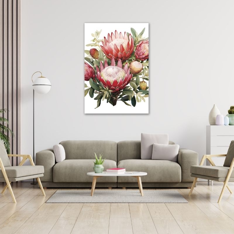Protea Flower Drawing Pre-Printed Canvas