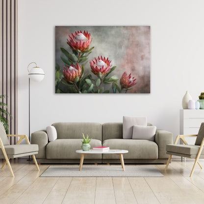 Protea Flowers Pre-Printed Canvas