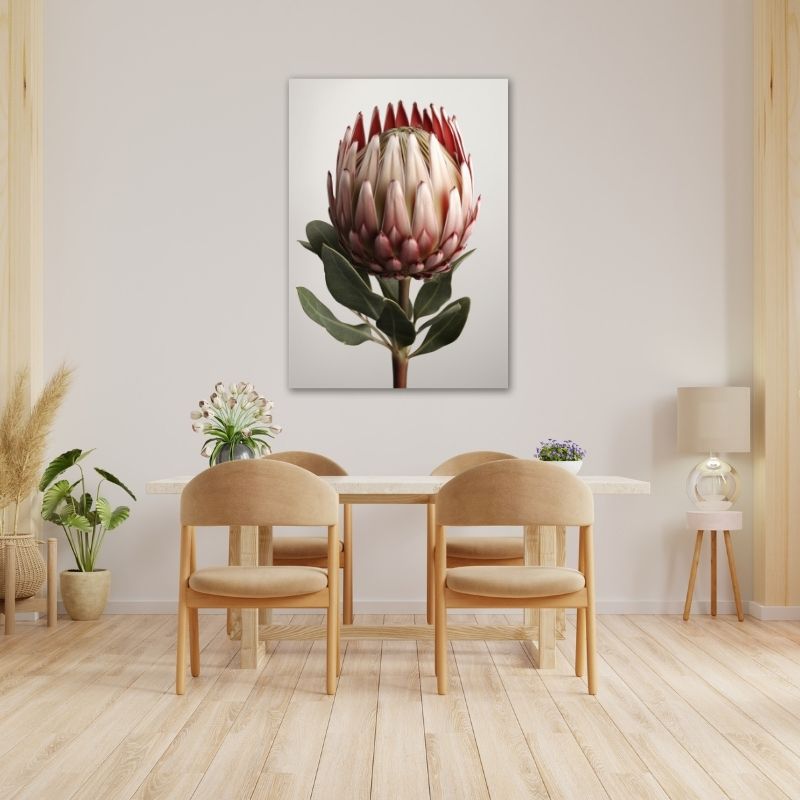 Protea Flower with Leaf Pre-Printed Canvas
