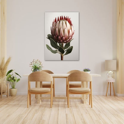 Protea Flower with Leaf Pre-Printed Canvas