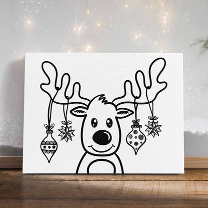 Reindeer with Decorations Canvas Paint Kit