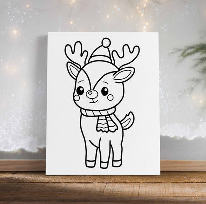 Reindeer with Hat and Scarf Canvas Paint Kit