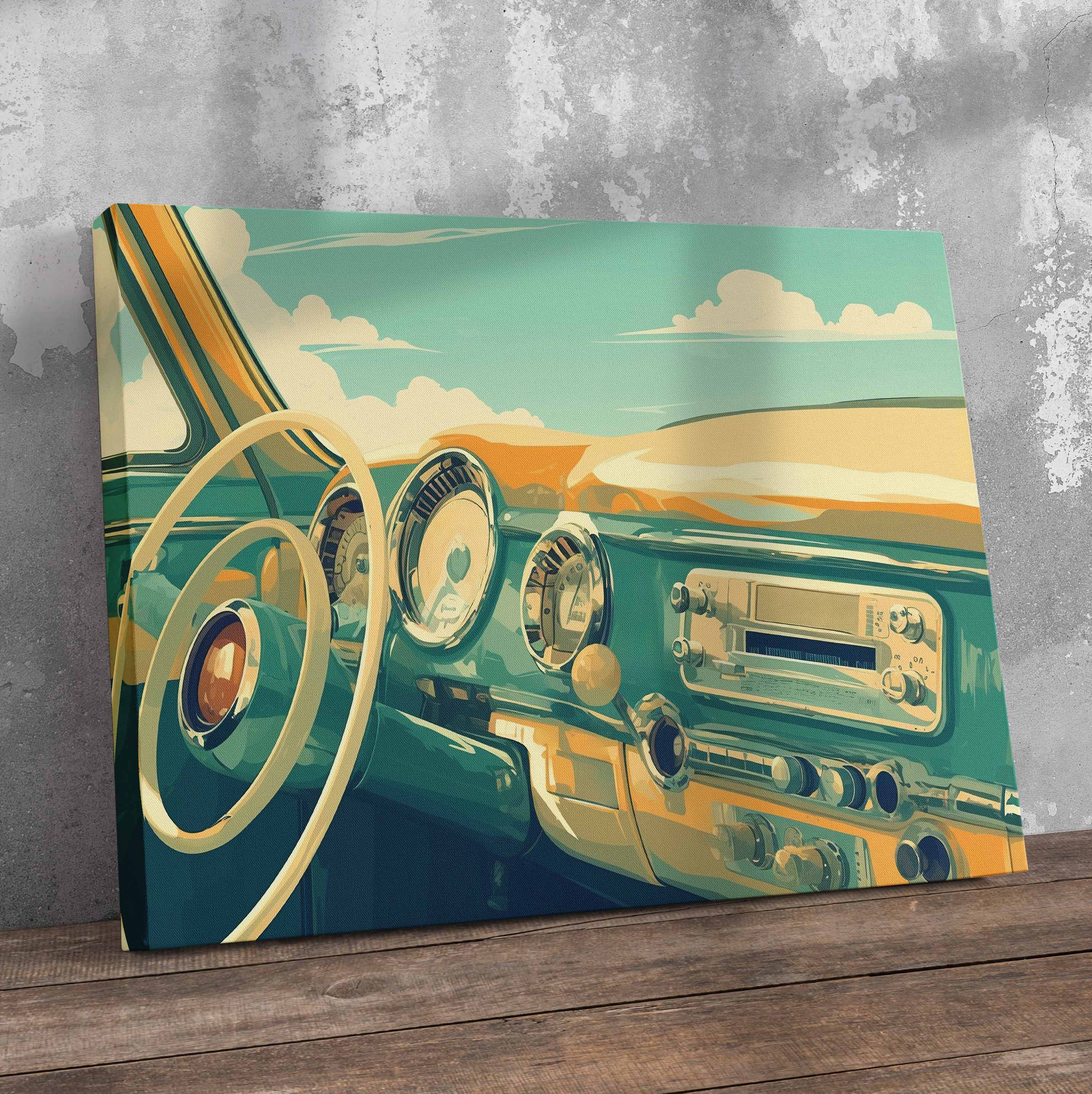 Retro Car Inside Pre-Printed Canvas – Canvas and Gifts