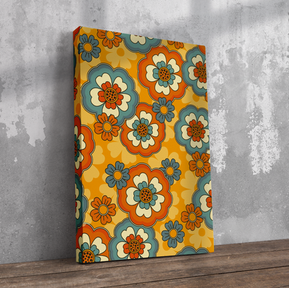 Retro Flower Pattern Pre-Printed Canvas