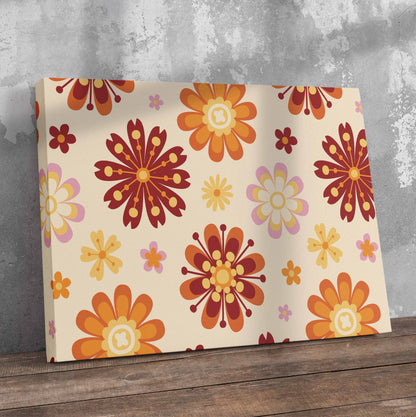 Retro Orange Flower Pre-Printed Canvas