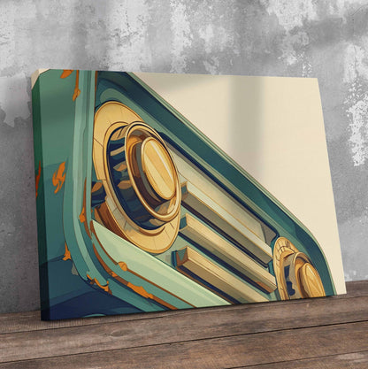 Retro Radio Close Up Pre-Printed Canvas