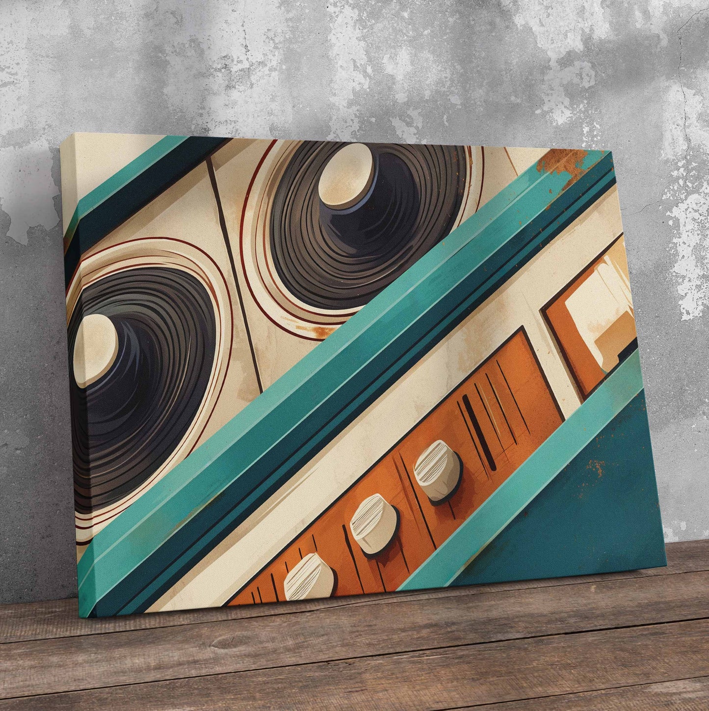 Retro Radio Close Up Pre-Printed Canvas