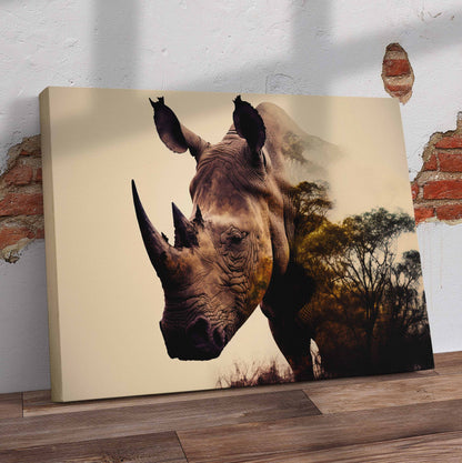 Rhino Closeup Pre-Printed Canvas