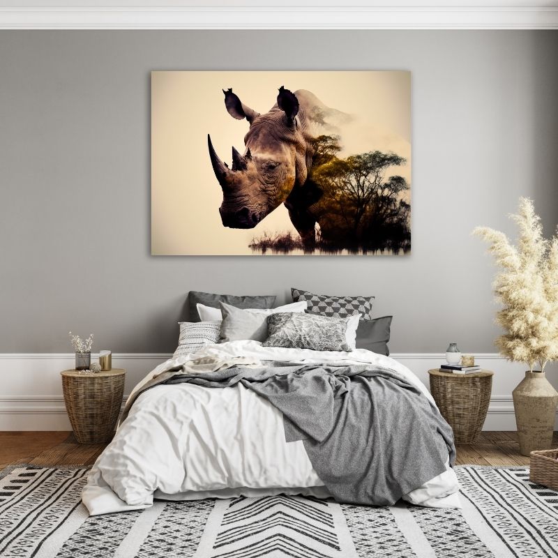 Rhino Closeup Pre-Printed Canvas