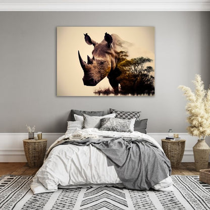 Rhino Closeup Pre-Printed Canvas