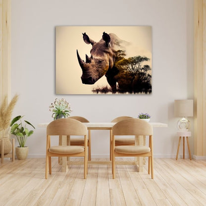 Rhino Closeup Pre-Printed Canvas