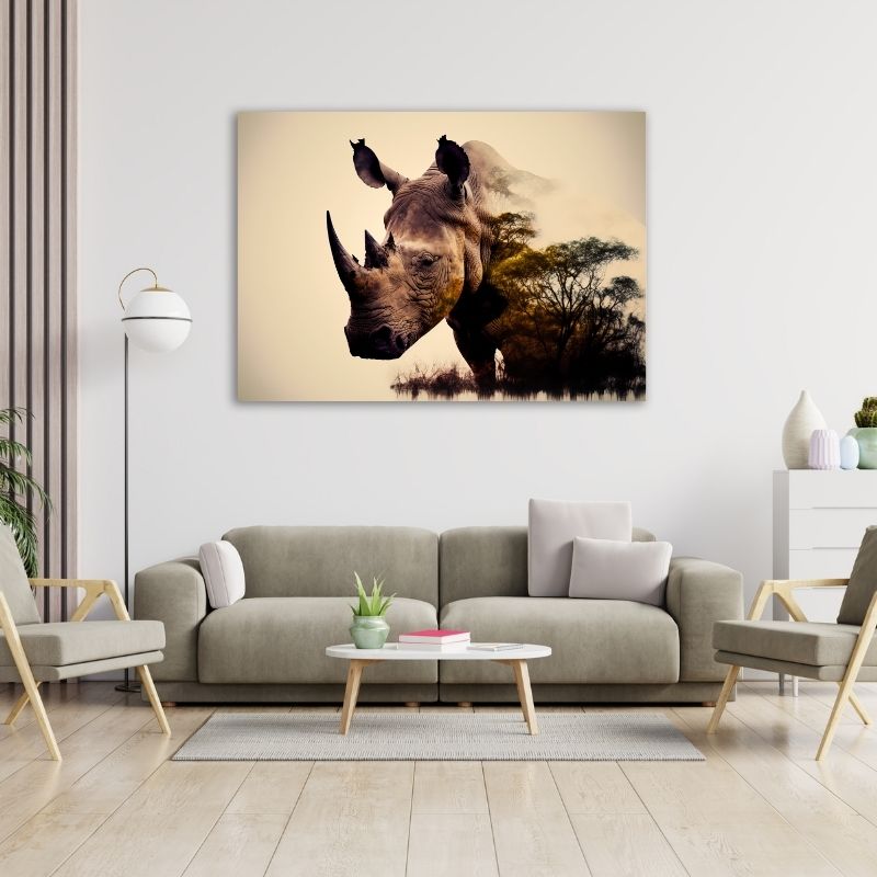 Rhino Closeup Pre-Printed Canvas