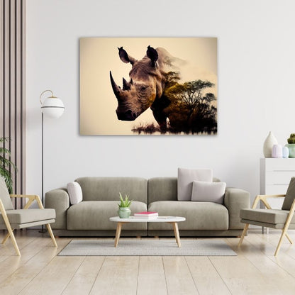 Rhino Closeup Pre-Printed Canvas