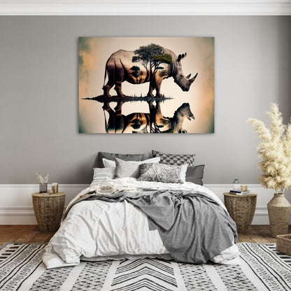 Rhino Reflection Art Pre-Printed Canvas