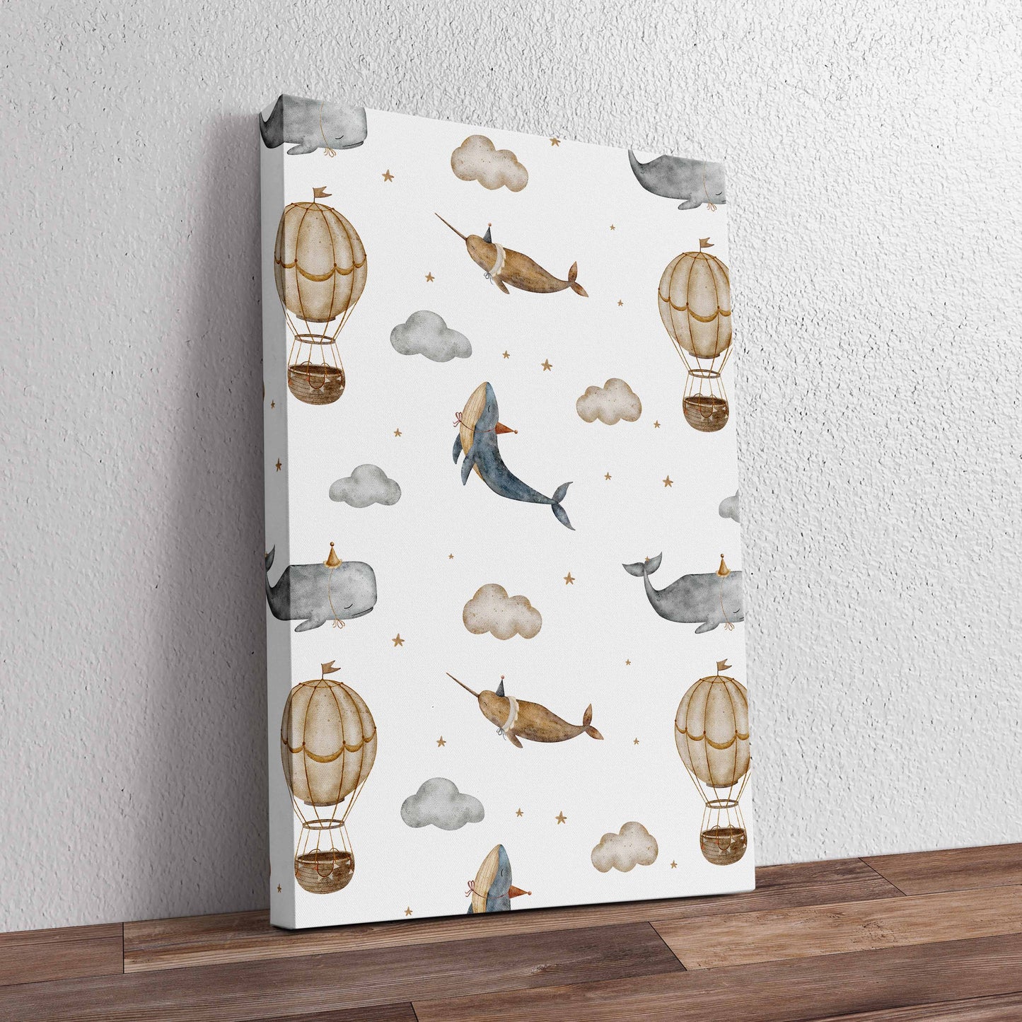 Seamless Whale Pattern Pre-Printed Canvas