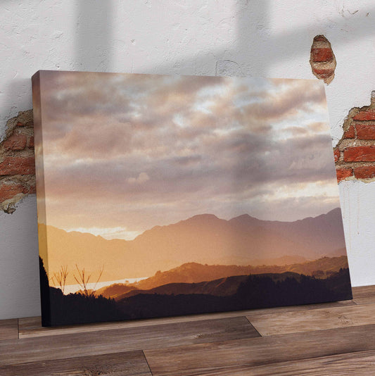 Silhouette Sunset Mountains Pre-Printed Canvas