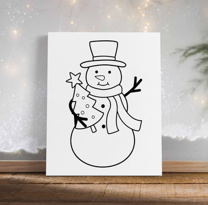 Snowman with Tree Canvas Paint Kit