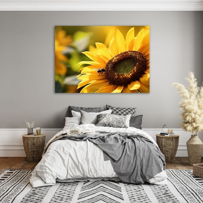 Sunflower with Bee Pre-Printed Canvas