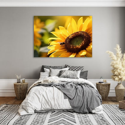 Sunflower with Bee Pre-Printed Canvas