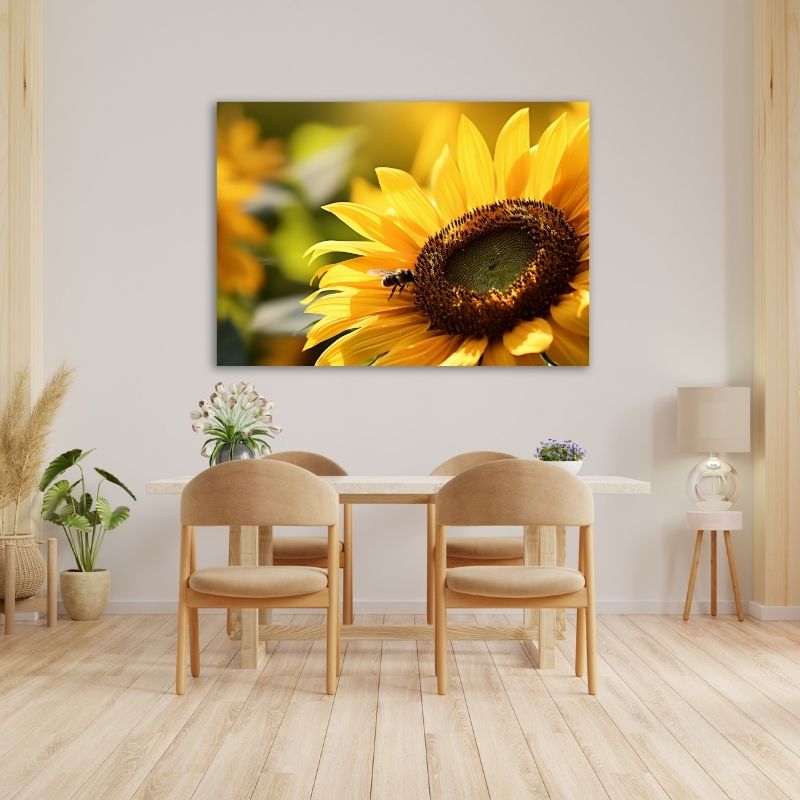 Sunflower with Bee Pre-Printed Canvas