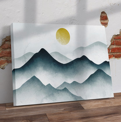 Sunset Watercolour Mountains Pre-Printed Canvas