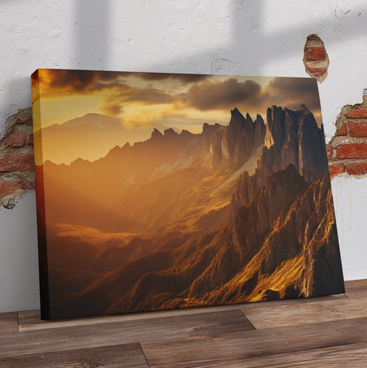 Sunset over Mountain Pre-Printed Canvas