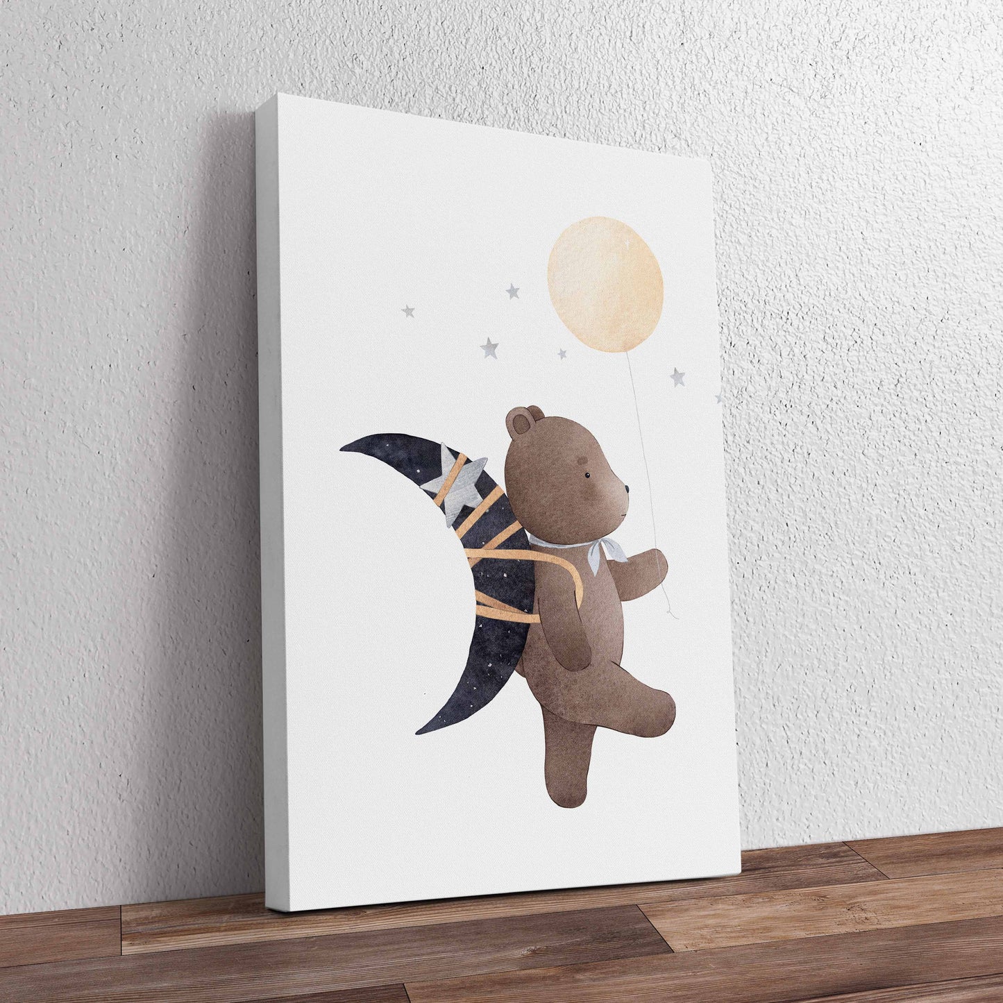 Teddy Bear Carries Moon Pre-Printed Canvas