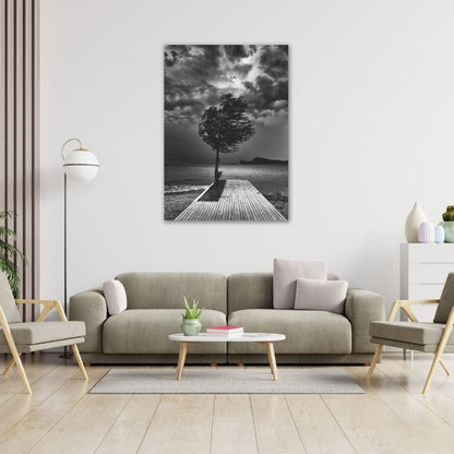 Tree by the lake Pre-Printed Canvas