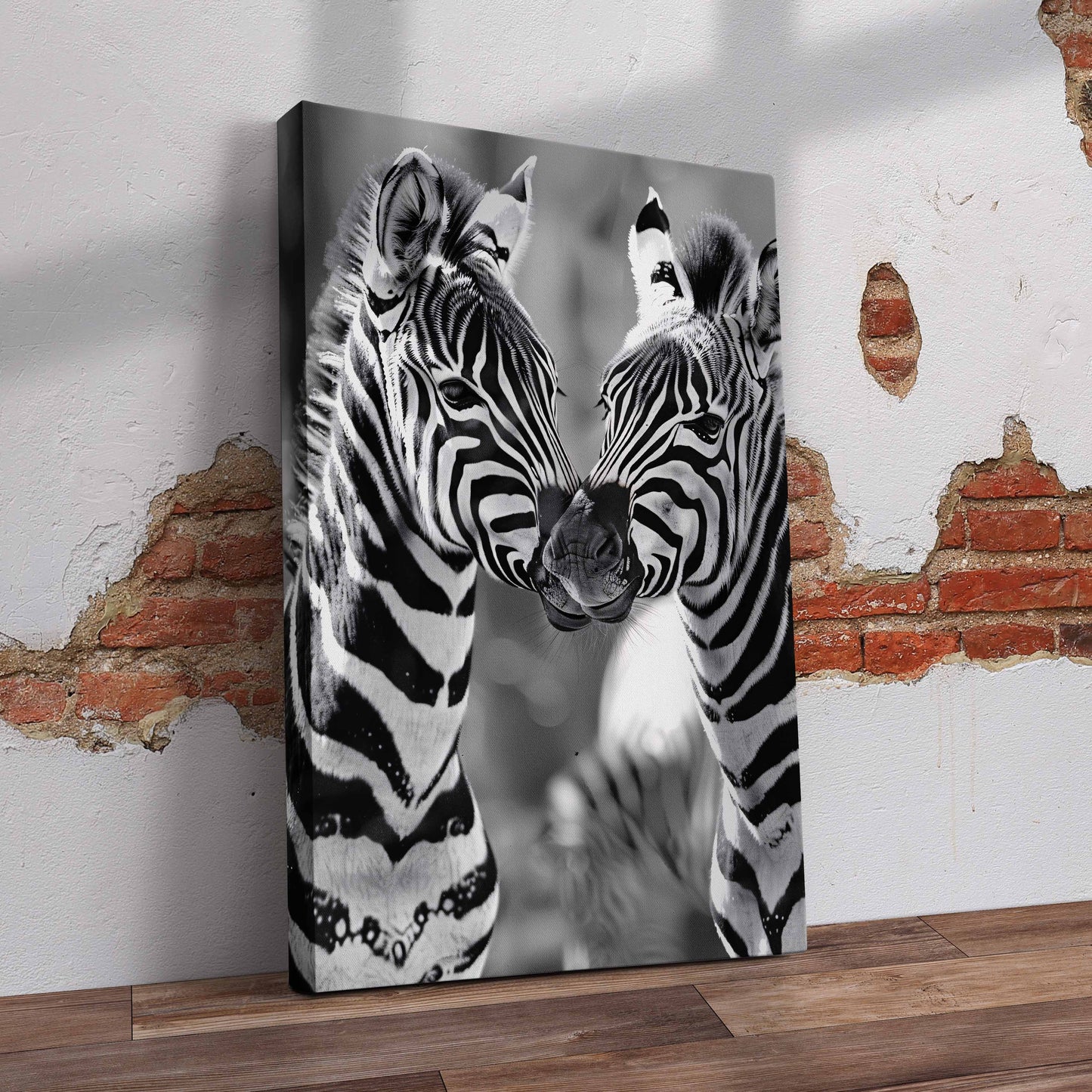 Two Closeup Zebras Pre-Printed Canvas
