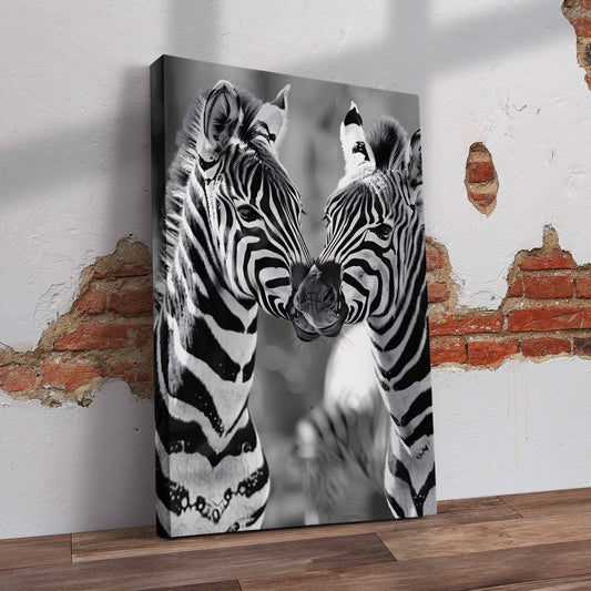 Two Closeup Zebras Pre-Printed Canvas
