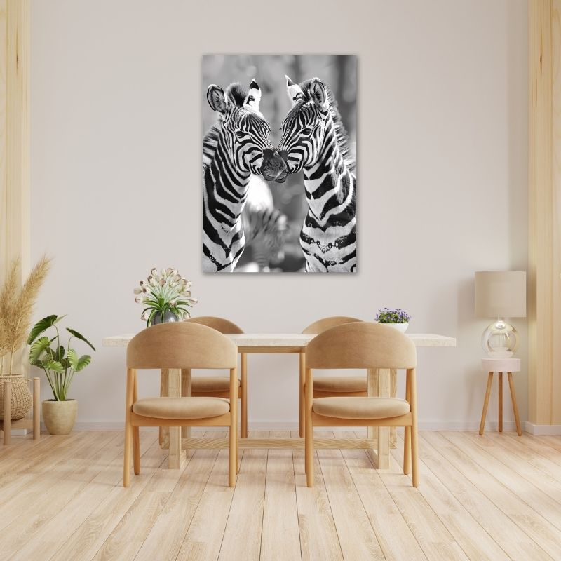 Two Closeup Zebras Pre-Printed Canvas