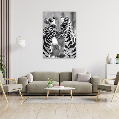 Two Closeup Zebras Pre-Printed Canvas