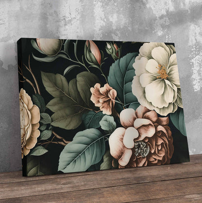 Vintage Botanical Flowers Pre-Printed Canvas