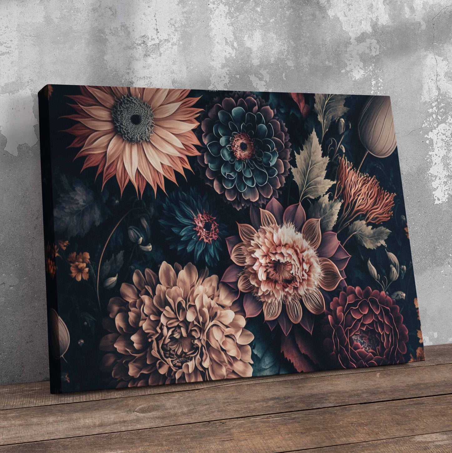 Vintage Style Flowers Pre-Printed Canvas