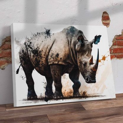 Watercolour Rhino Pre-Printed Canvas