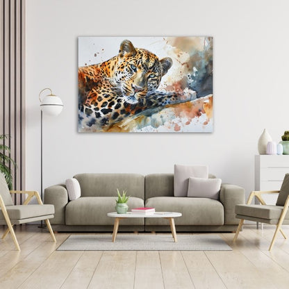 Watercolour Leopard Pre-Printed Canvas