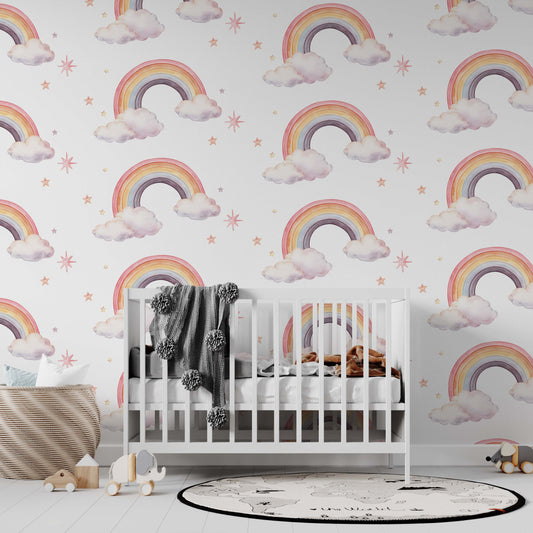Watercolour Rainbow Pattern Wallpaper