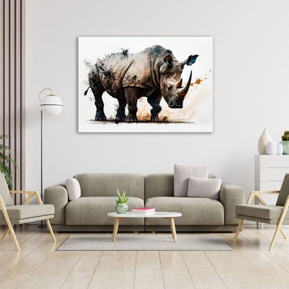 Watercolour Rhino Pre-Printed Canvas