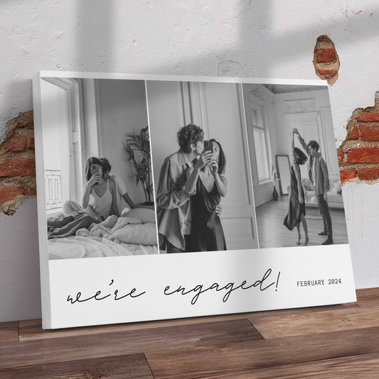 We're Engaged Collage Canvas