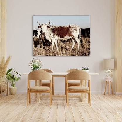 White Brown Nguni Pre-Printed Canvas